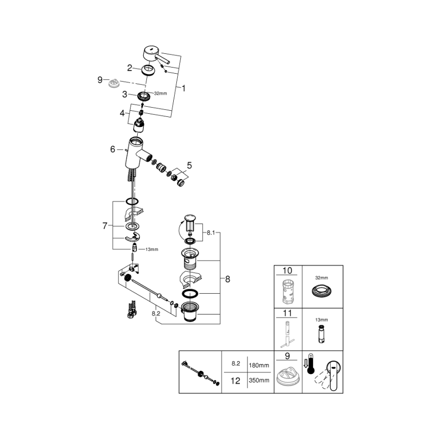 GROHE 32558000 - Baterie pentru bideu FEEL DN 15, crom lucios