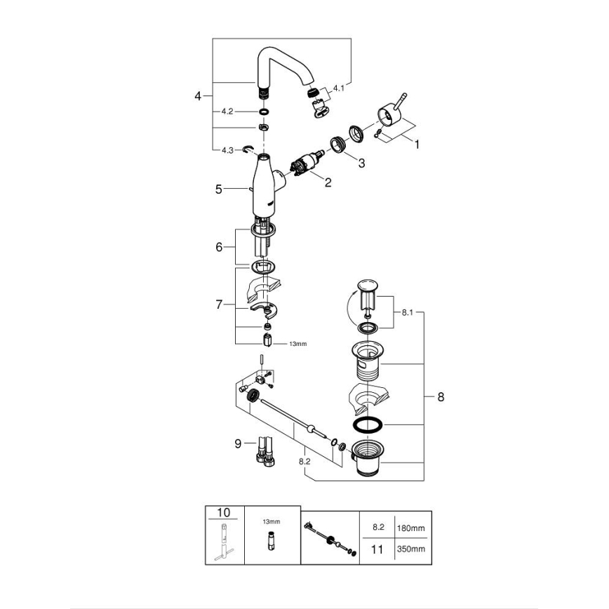 GROHE 32628AL1 - Baterie pentru lavoar ESSENCE, mărimea L, antracit