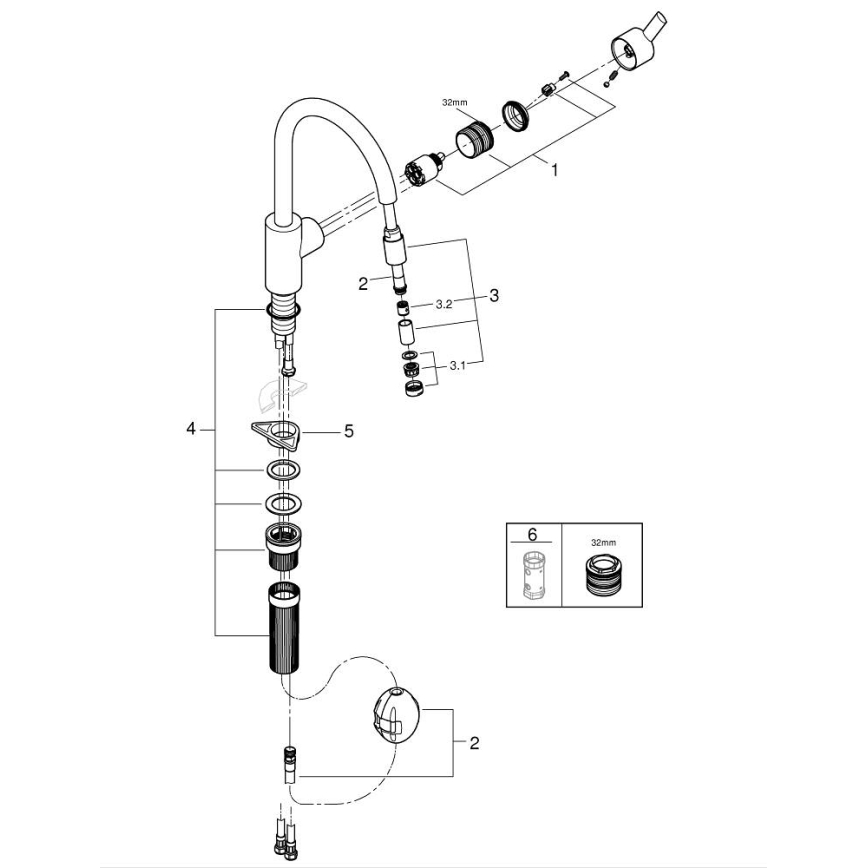 GROHE 32671002 - Baterie pentru chiuvetă FEEL, crom lucios
