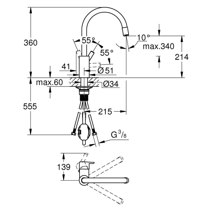 GROHE 32671002 - Baterie pentru chiuvetă FEEL, crom lucios