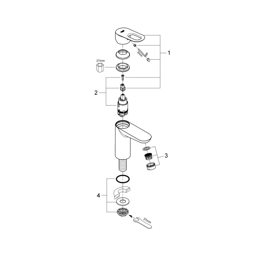 GROHE 32857000 - Ventil pentru montaj pe blat BAULOOP DN 15, crom lucios