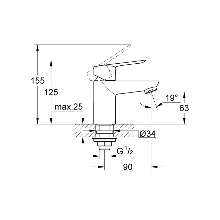 GROHE 32857000 - Ventil pentru montaj pe blat BAULOOP DN 15, crom lucios
