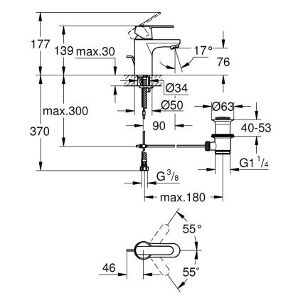 GROHE 32883000 - Baterie pentru lavoar GET, mărime S, crom lucios