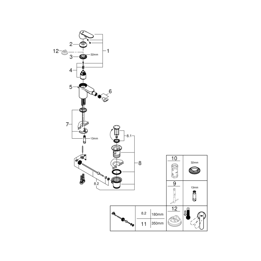 GROHE 32885000 - Baterie pentru bideu GET DN 15, crom lucios