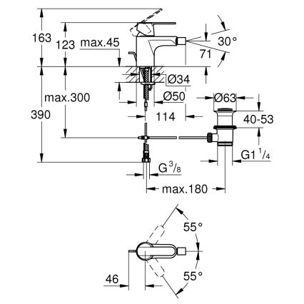 GROHE 32885000 - Baterie pentru bideu GET DN 15, crom lucios