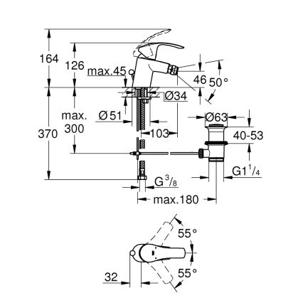 GROHE 32929002 - Baterie pentru bideu EUROSMART, mărime S, crom lucios