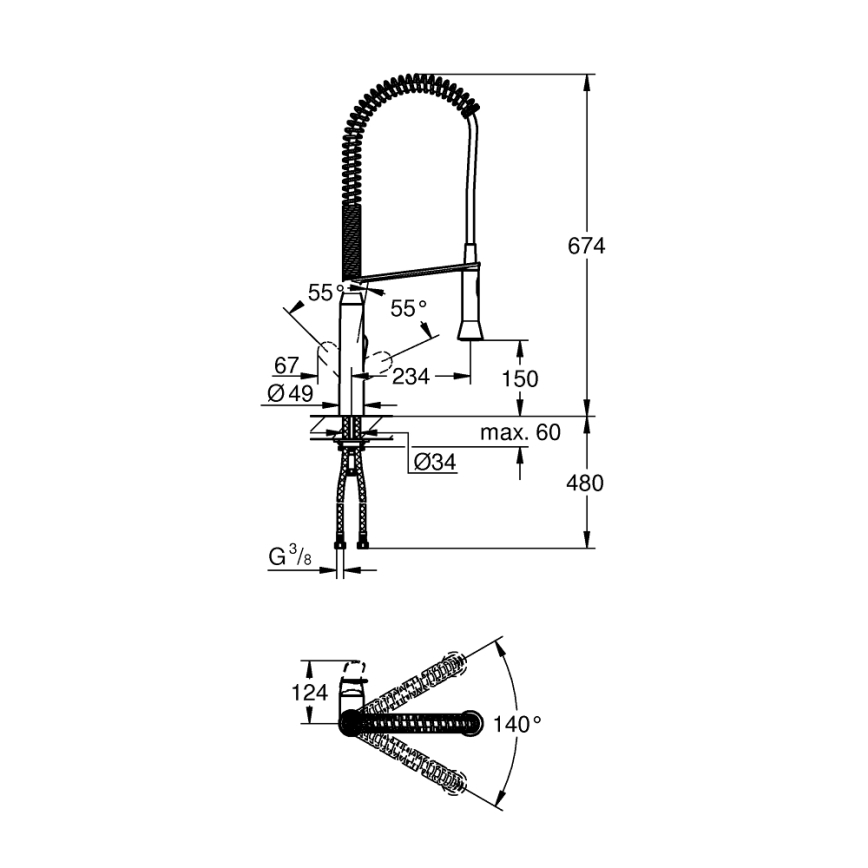 GROHE 32950000 - Baterie pentru chiuvetă K7 crom lucios