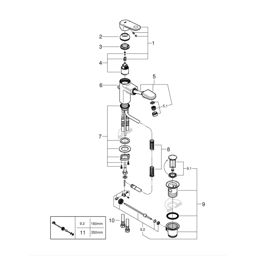 GROHE 33155002 EUROPLUS DN 15 - Baterie pentru lavoar, crom lucios