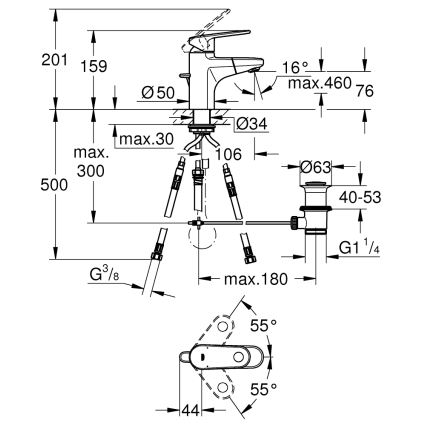 GROHE 33155002 EUROPLUS DN 15 - Baterie pentru lavoar, crom lucios