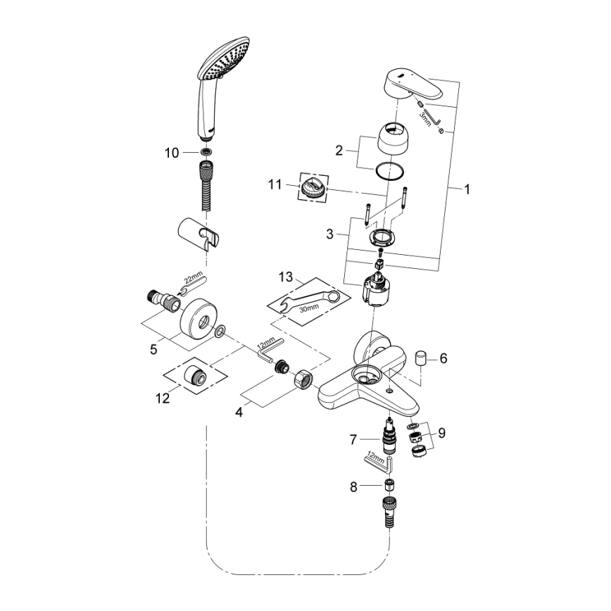 GROHE 33395002 - Baterie pentru cadă EURODISC COSMOPOLITAN, crom lucios