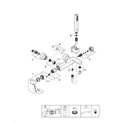 GROHE 33547003 - Baterie pentru cadă PLUS, crom lucios