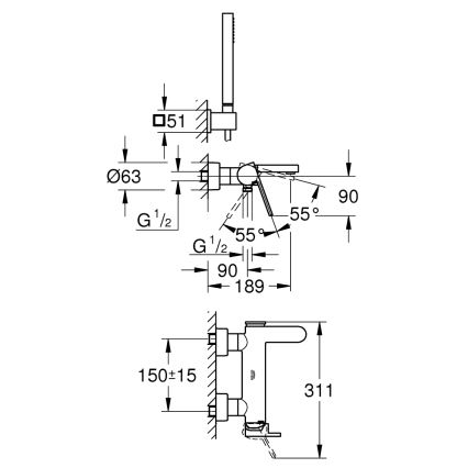 GROHE 33547003 - Baterie pentru cadă PLUS, crom lucios