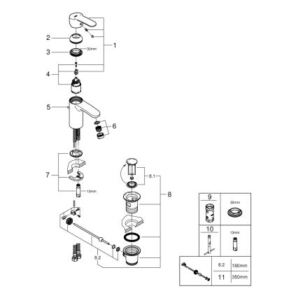 GROHE 3355220E - Baterie pentru lavoar EUROSTYLE COSMOPOLITAN, crom lucios
