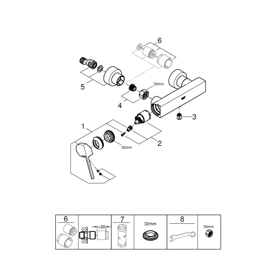 GROHE 33577003 - Baterie de duș PLUS DN 15, crom lucios
