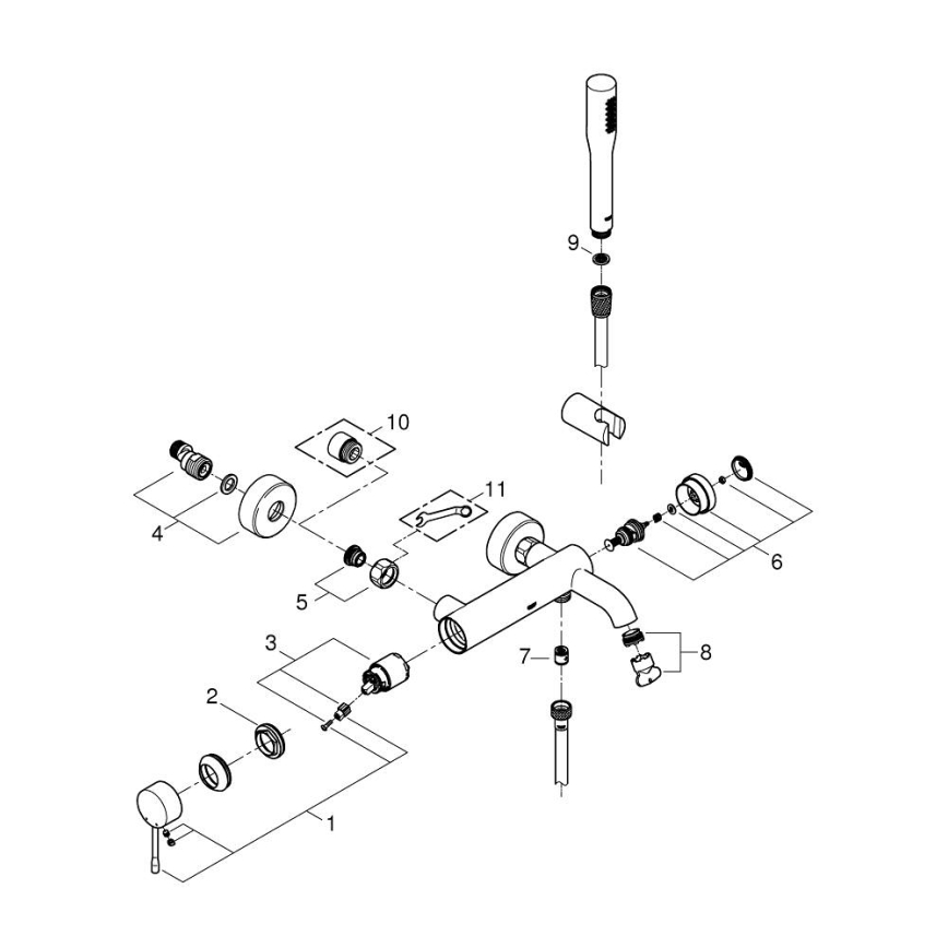 GROHE 33628001 - Set pentru cadă cu baterie ESSENCE DN 15 crom lucios