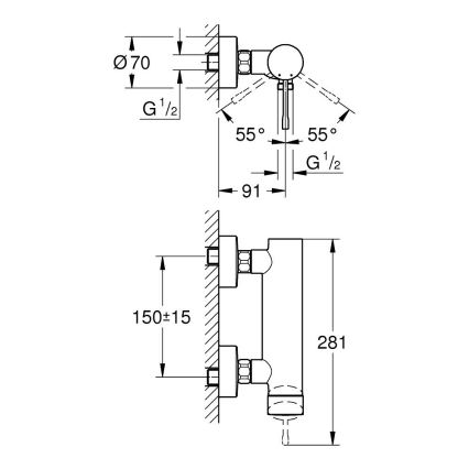 GROHE 33636001 - Baterie de duș ESSENCE, crom lucios