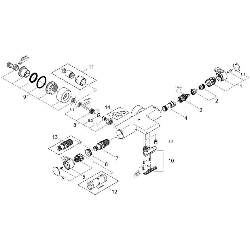 GROHE 34174001 - Baterie termostatată pentru cadă GROHTHERM 2000, 172 mm, crom lucios