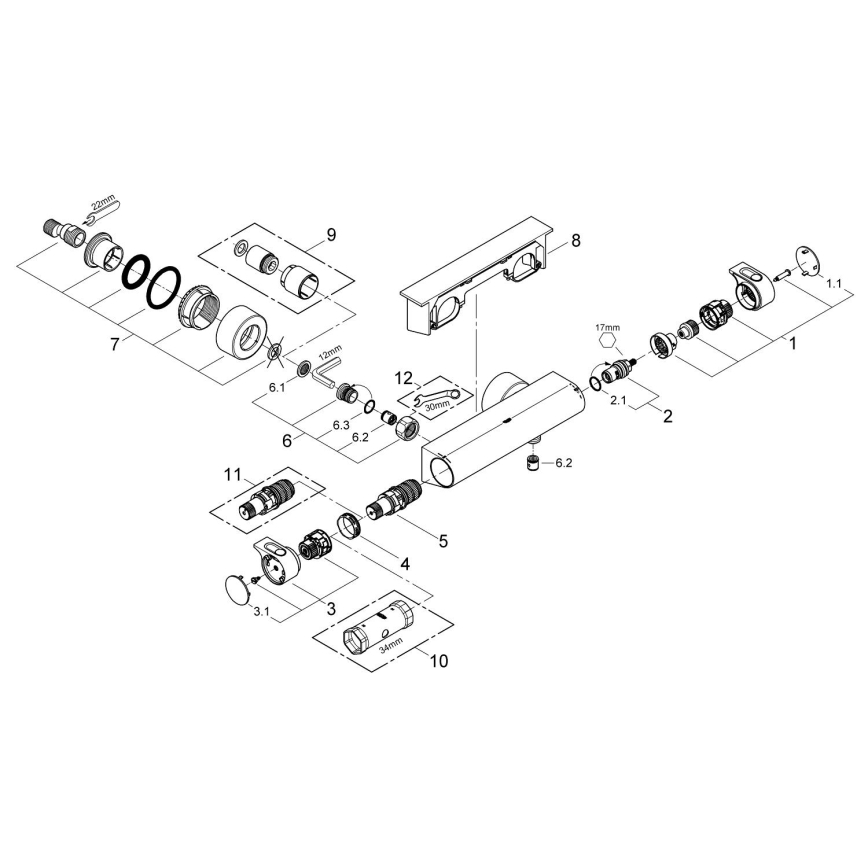 GROHE 34469001 - Baterie termostatică pentru duș GROHTHERM 2000 DN 15 crom