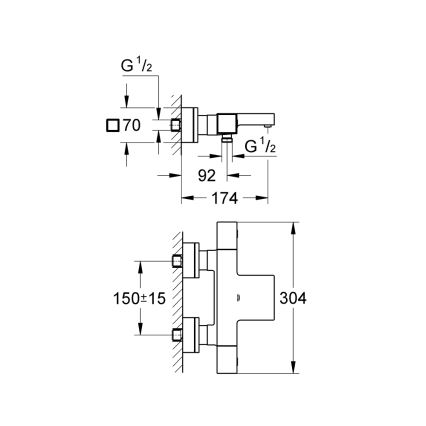 GROHE 34497000 - Baterie termostatică pentru cadă GROHTHERM CUBE DN 15, crom lucios