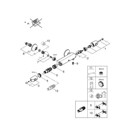 GROHE 34550000 - Baterie termostatică pentru duș GROHTHERM 1000 DN 15, crom
