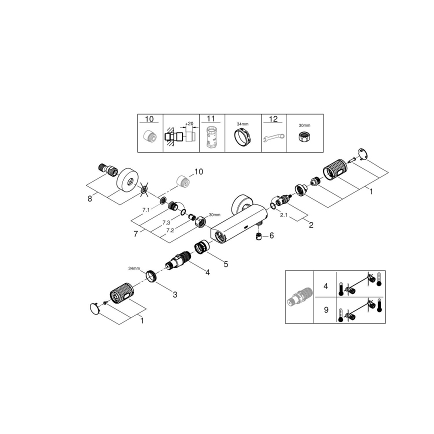 GROHE 34790000 - Baterie termostatică de duș PRECISION FEEL DN 15, cromat