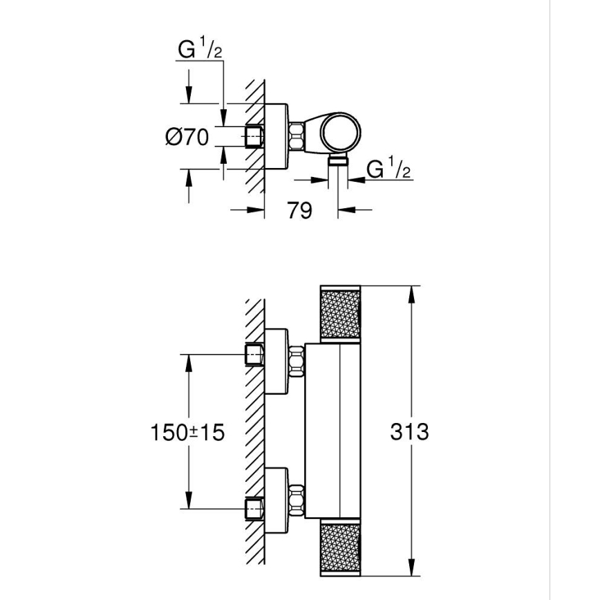 GROHE 34790000 - Baterie termostatică de duș PRECISION FEEL DN 15, cromat