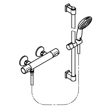 GROHE 34800001 - Set de duș cu baterie termostatică PRECISION FLOW 600 mm crom lucios