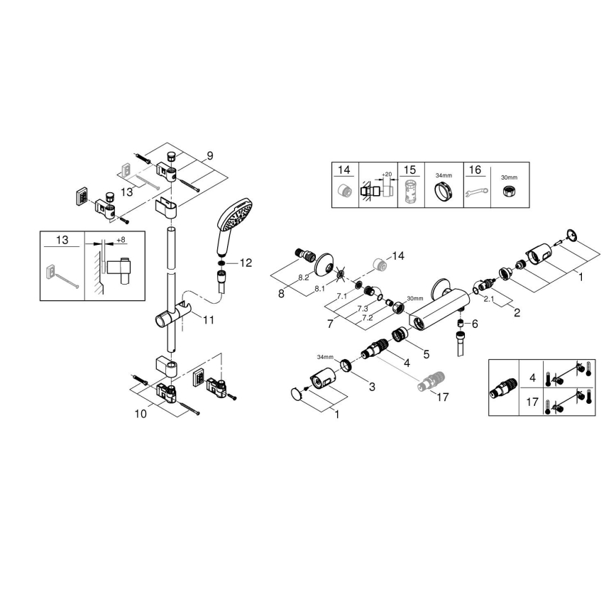 GROHE 34855003 - Baterie termostatică de duș PRECISION TREND 150 mm crom