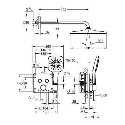GROHE 34876000 - Sistem de duș PRECISION SMARTCONTROL 310 × 310 mm, crom