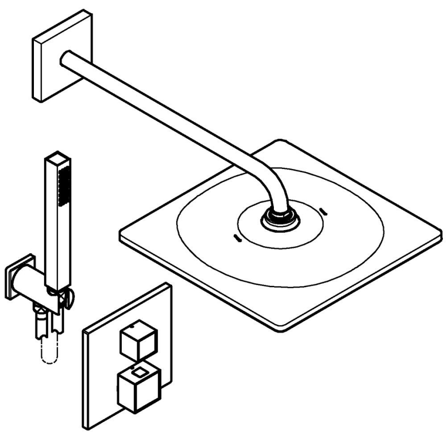 GROHE 34879000 - Sistem de duș încastrat PRECISION CUBE 310 × 310 mm cromat