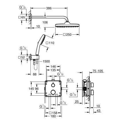 GROHE 34882000 - Sistem de duș PRECISION VITALIO COMFORT 250, crom lucios