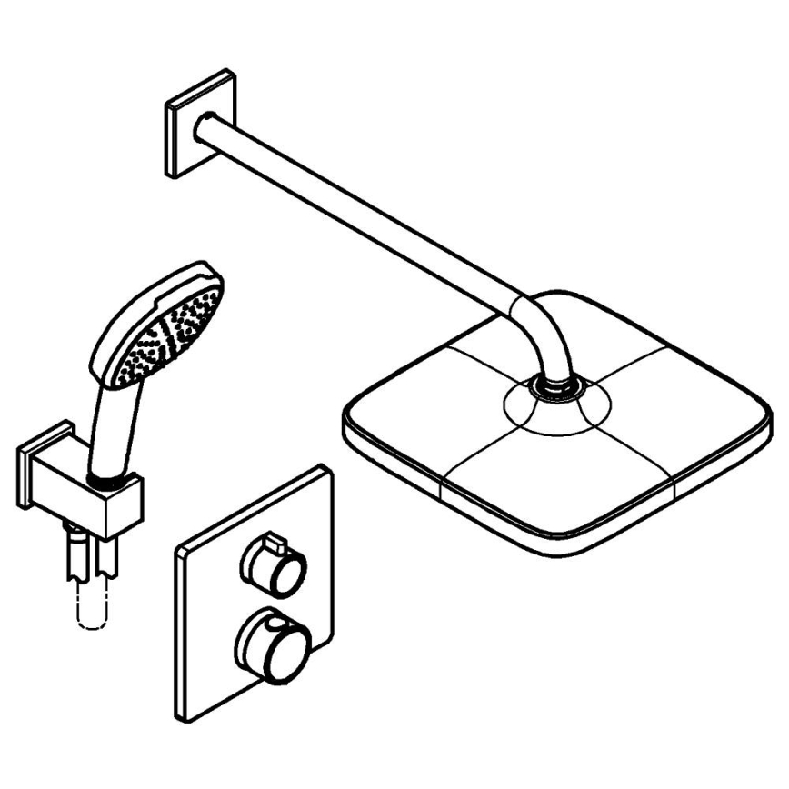 GROHE 348822430 - Set de duș PRECISION, 250 × 250 mm, negru