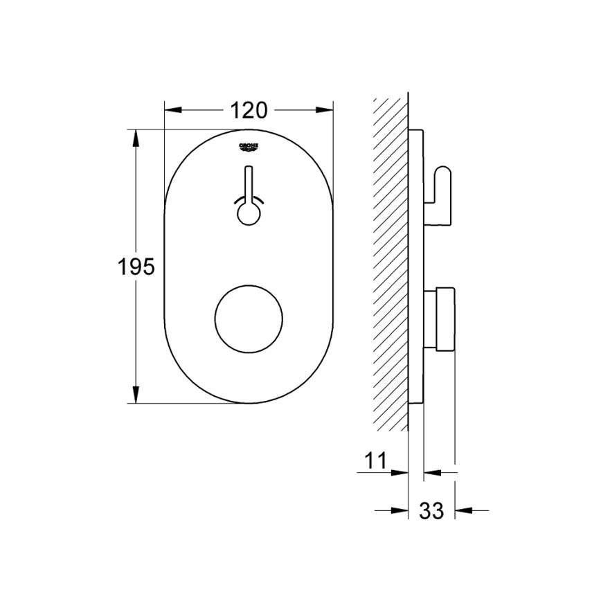GROHE 36321000 - Baterie de duș cu închidere automată EUROSMART COSMOPOLITAN T, crom