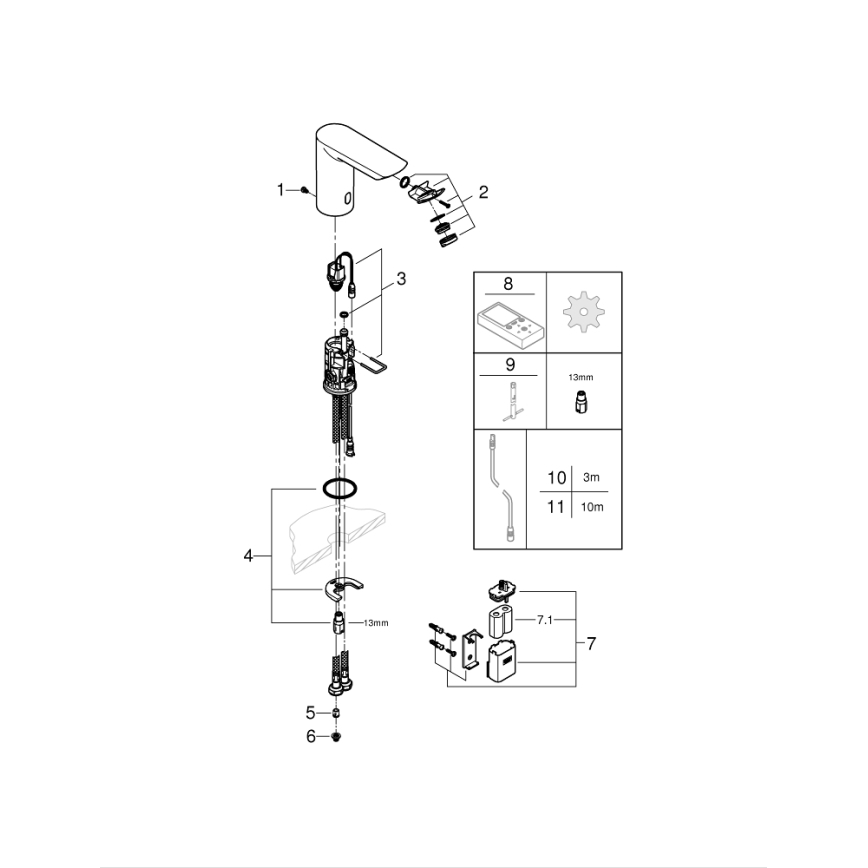 GROHE 36452000 - Baterie electronică cu senzor infraroșu pentru lavoar BAU COSMOPOLITAN E, crom