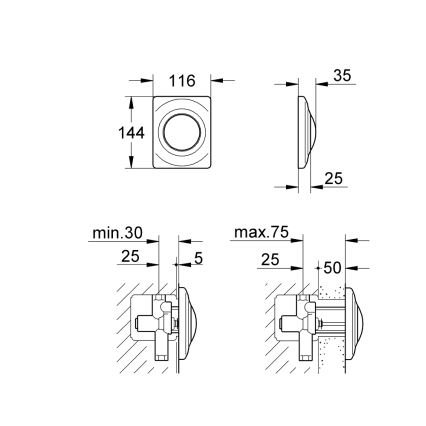 GROHE 37018SH0 - Placă de acționare SURF 116 × 144 mm, albă