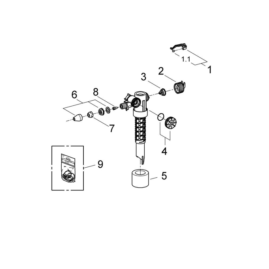 GROHE 37095000 - Ventil de umplere 38” crom lucios