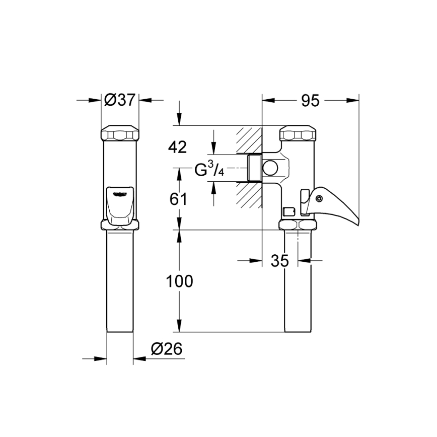 GROHE 37139000 - Ventil automat de evacuare DAL 34” crom lucios