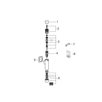 GROHE 37349000 - supapă de spălare cu presiune RONDO A.S. 3” crom lucios