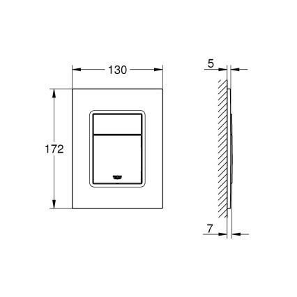 GROHE 37535AL0 - Placă de acționare SKATE COSMOPOLITAN S 130 × 172 mm grafit