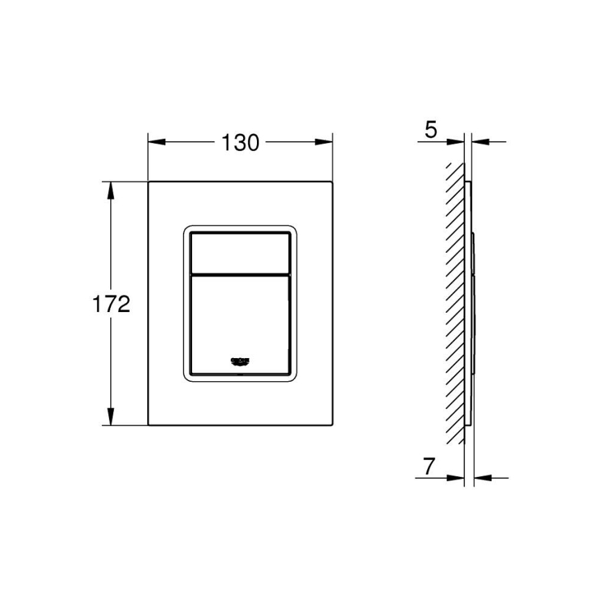 GROHE 37535AL0 - Placă de acționare SKATE COSMOPOLITAN S 130 × 172 mm grafit