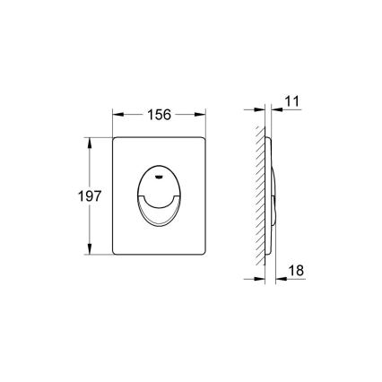 GROHE 38505000 - Plăcuță de acționare SKATE AIR, 156 × 197 mm, crom lucios