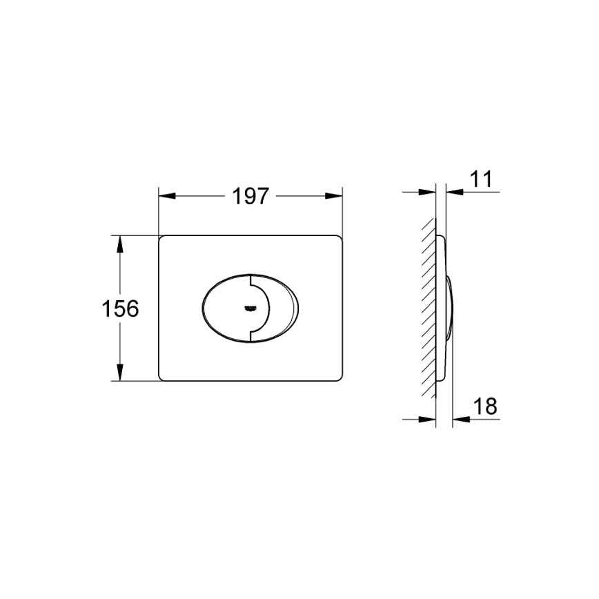 GROHE 38506000 - Placă de acționare SKATE AIR 156 × 197 mm crom lucios