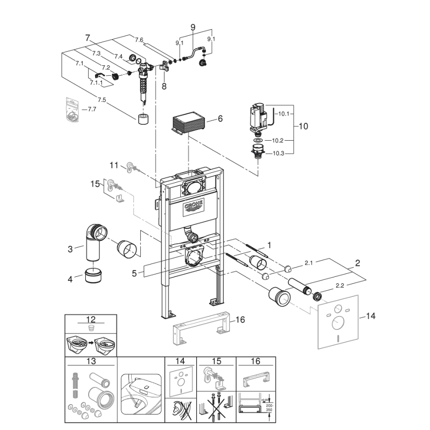 GROHE 38526000 - Cadru incastrat pentru WC Rapid SL 0,82 m, alb