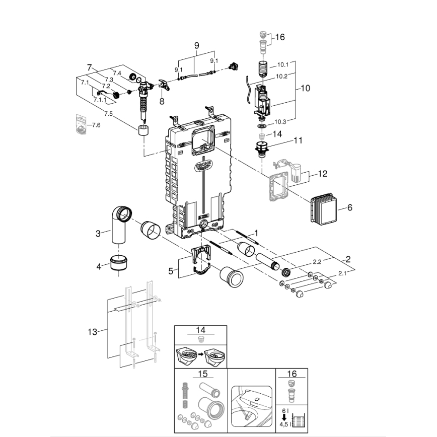 GROHE 38643001 - Modul pentru WC UNISET, 830 × 480 × 130 mm, alb