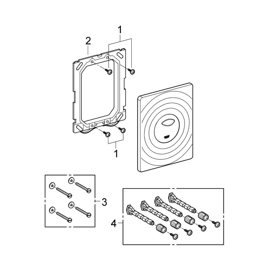 GROHE 38861000 - Placă de acționare SURF, 156 × 197 mm, crom lucios