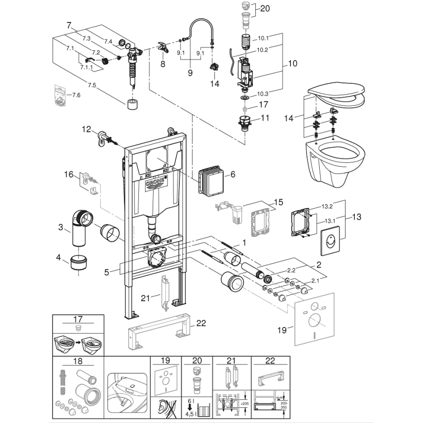 GROHE 39192000 - Set 4 în 1 SOLIDO, 1,13 m, alb Duro