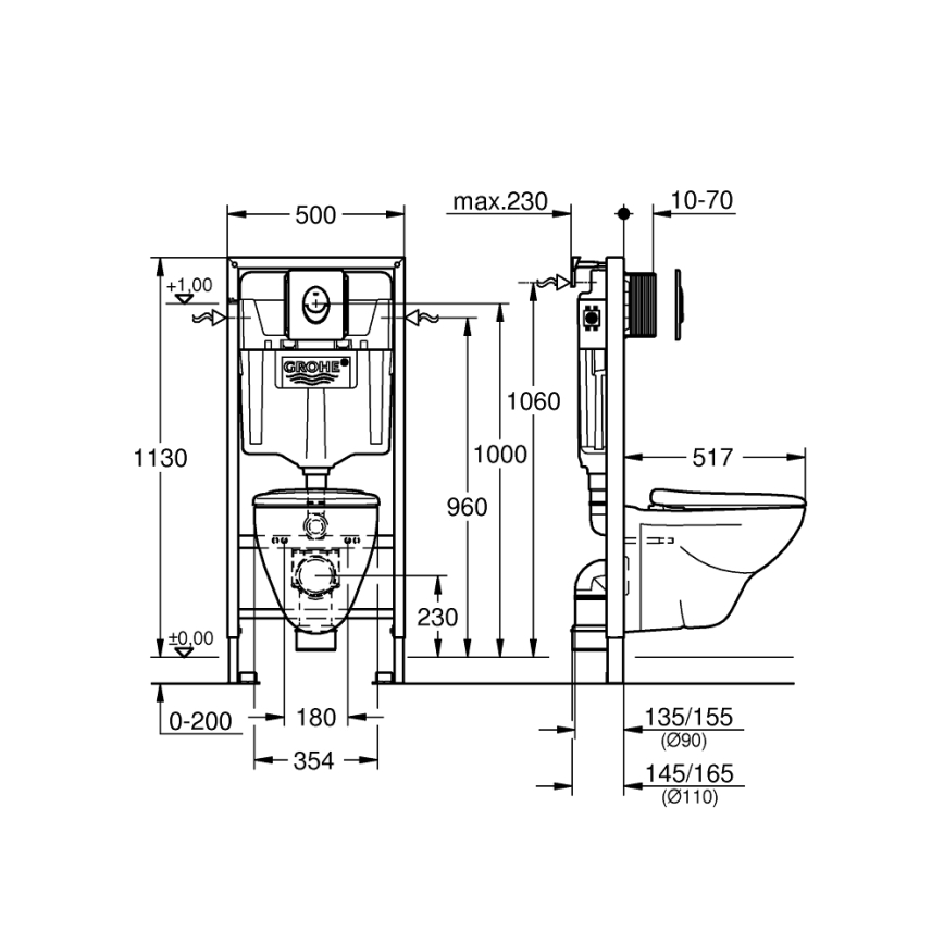 GROHE 39192000 - Set 4 în 1 SOLIDO, 1,13 m, alb Duro