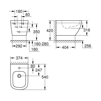 GROHE 39208000 - Bideu suspendat EURO CERAMIC 540 × 375 mm ceramică/alb