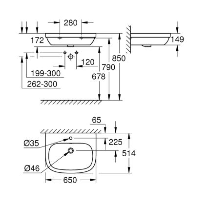 GROHE 39323000 - Lavoar EURO CERAMIC 650 × 514 mm, ceramică/alb