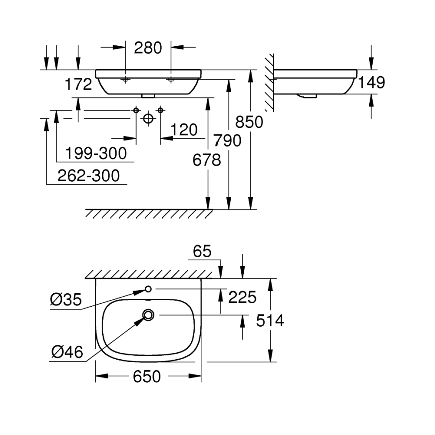 GROHE 39323000 - Lavoar EURO CERAMIC 650 × 514 mm, ceramică/alb